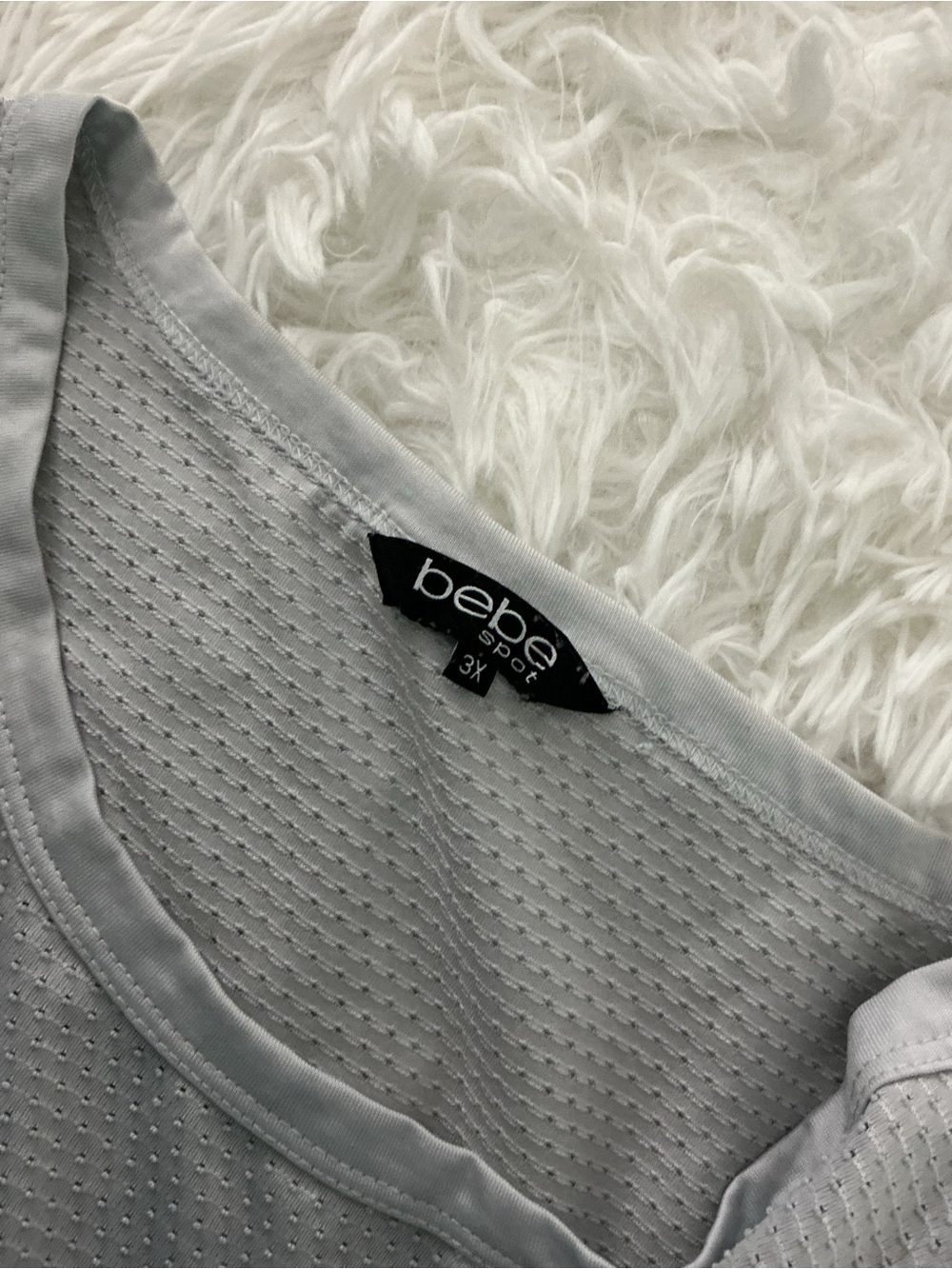 Bebe Sport 3X Gray Textured Logo Tee Oversized Athleisure Top Plus Size - Picture 7 of 12